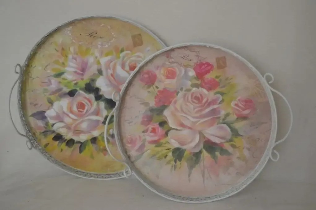 Set 2 tavi servire metal flor Homs 39 x 34 x 9 cm