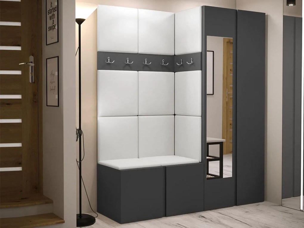 Mobilier hol Tovenaz XII (grafit + Alb) (cu oglindă). 1104821