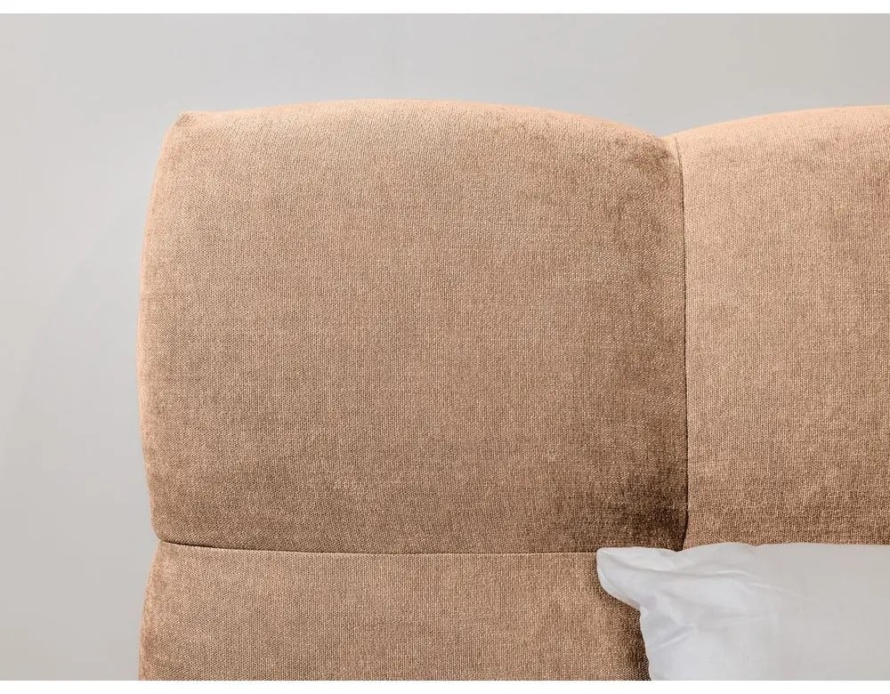 Pat matrimonial roz deschis tapițat cu somieră 160x200 cm Kumo – Bobochic Paris