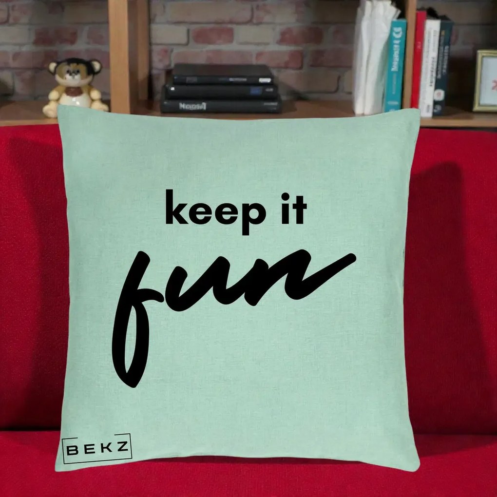 Perna Decorativa Keep It Fun, 40x40 cm, Verde Menta, Husa Detasabila, Perna Inclusa, BEKZ®