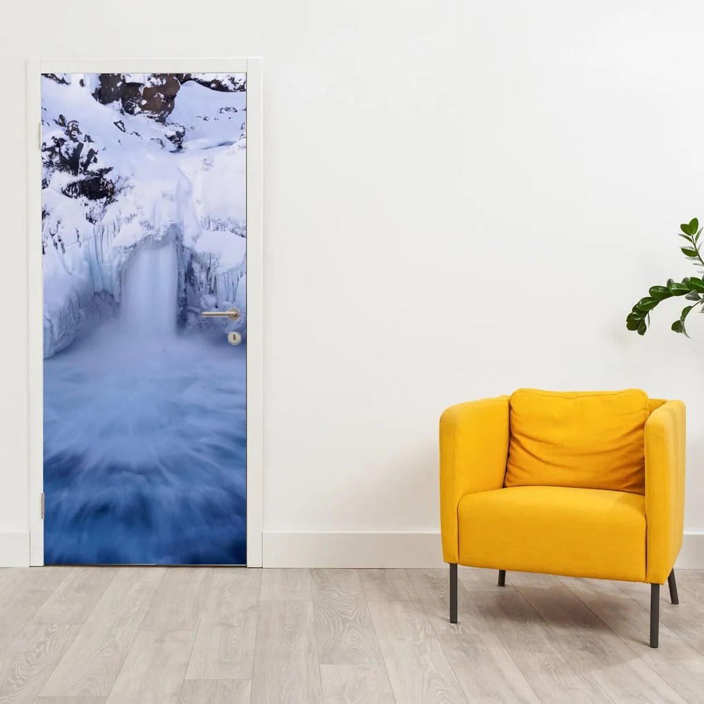 Fototapet pentru ușă - Cascadele iarna (95x205cm)