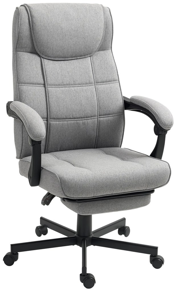 HOMCOM Scaun de birou cu funcție de masaj Scaun șefesc ergonomic cu funcție de relaxare Suport pentru picioare Gri | Aosom Romania