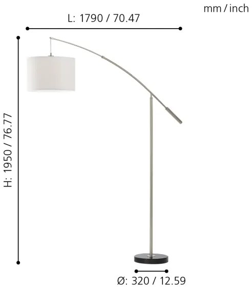 Lampadar Eglo 92206 NADINA 1xE27/60W/230V