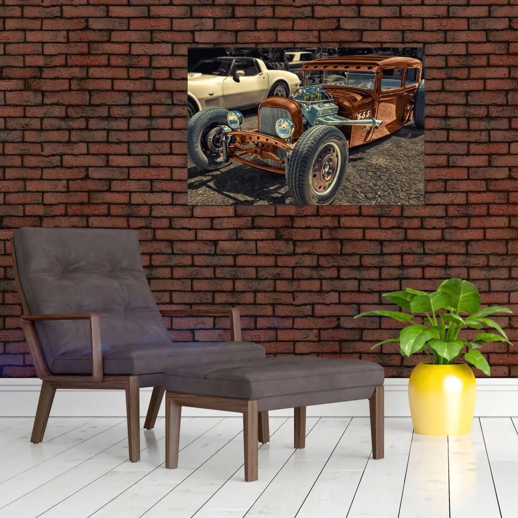 Tablou cu mașina maro (90x60 cm)