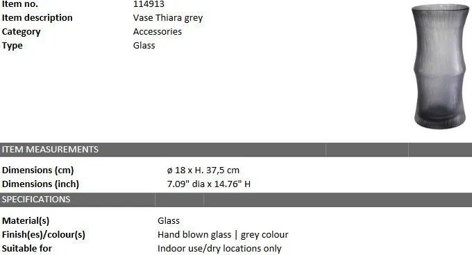 Vaza flori, Vas decorativ Thiara gri 114913 HZ