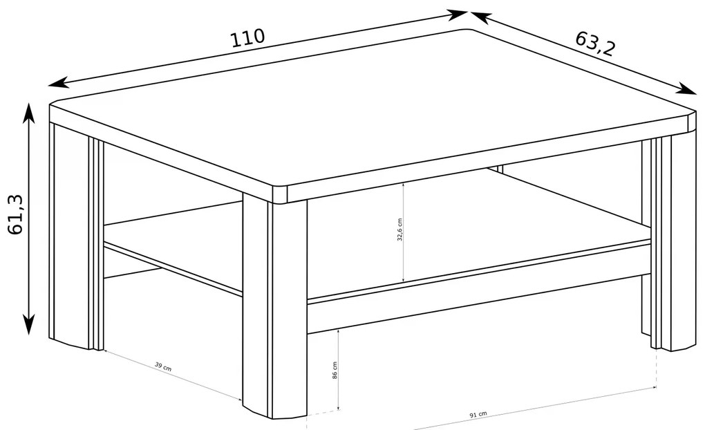 Masă de cafea Livia 13 (Stejar ribbeck + Alb lucios). 1057869