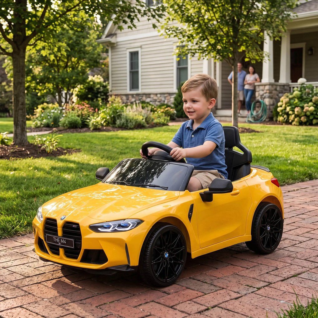 AIYAPLAY Mașinuță Electrică pentru Copii BMW M4, Galbenă | Aosom Romania