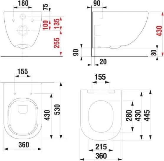 Vas WC suspendat + capac WC MIO + buton DUAL + modul incastrat + garnitură