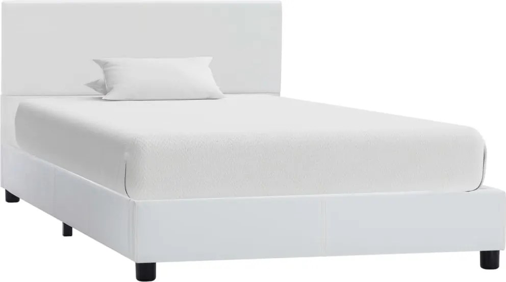 vidaXL Cadru de pat, alb, 100x200 cm, piele ecologică