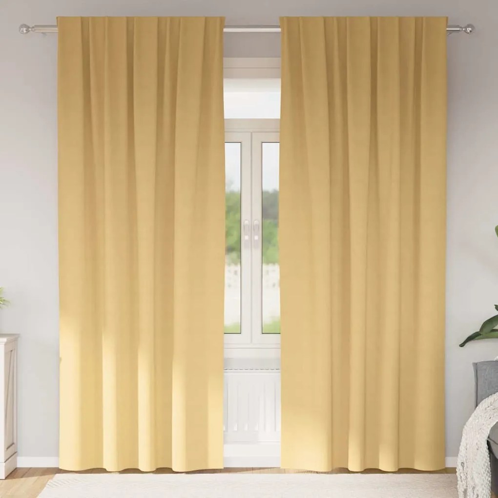 vidaXL Perdele cu perdele 2 pcs Bej 245 x 140 cm Poliester