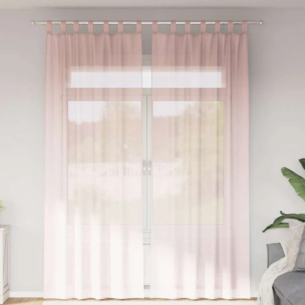 vidaXL Perdele Voile cu buzunare pentru bare 2 buc Roz deschis