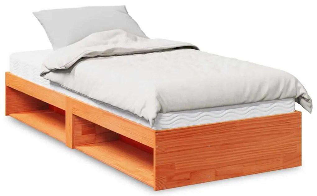 vidaXL Pat de zi cu saltea, maro ceruit, 80x200 cm, lemn masiv pin