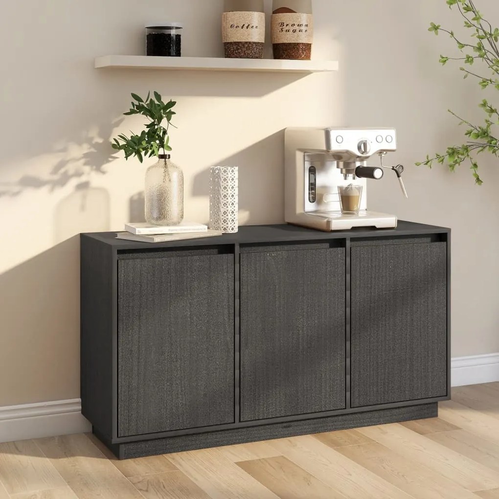 813811 vidaXL Servantă, gri, 111x34x60 cm, lemn masiv de pin