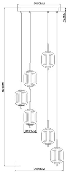 Zuma Line 003064-034750 - Candelabru LED suspendat pe cablu AKARI LED/34W/230V Ø 50,5 cm, auriu