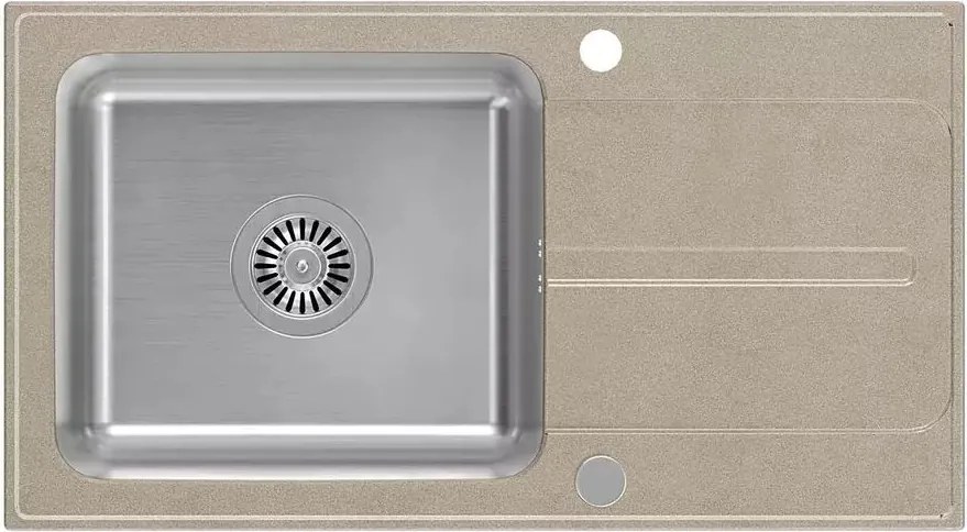 Chiuveta compozit incastrata Quadron Pop Ralph 111 finisaj inox - bej 78x43 cm