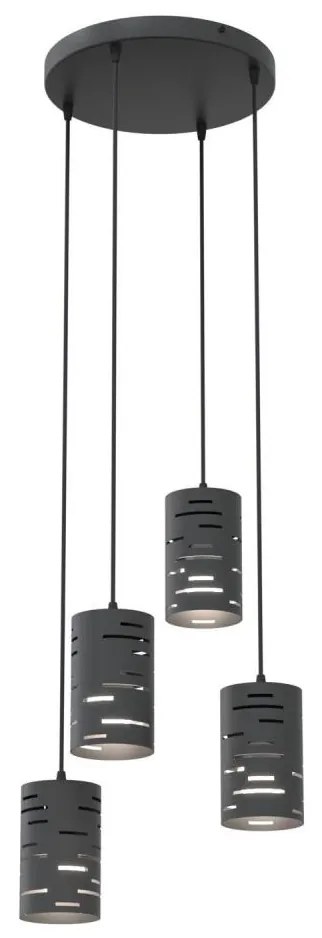 Lustră pe cablu TANK 4xE27/15W/230V negru