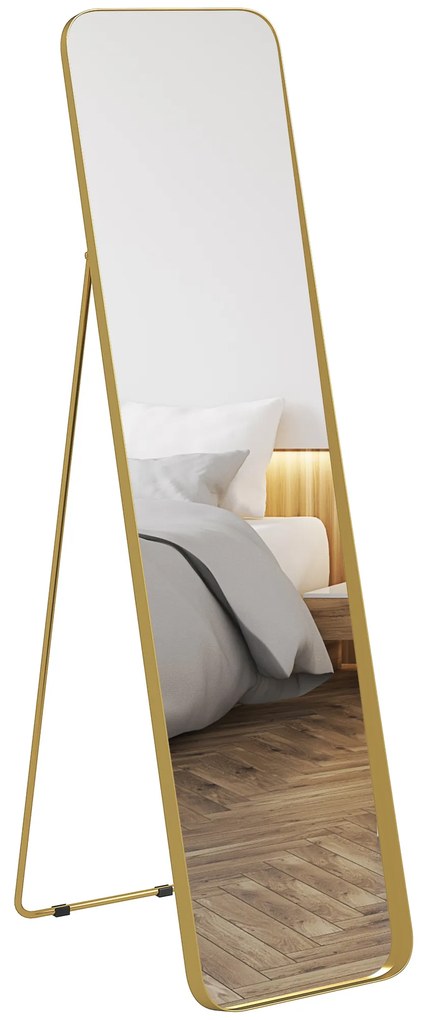 HOMCOM Oglindă Rotundă Auriu 40x160cm | Aosom Romania