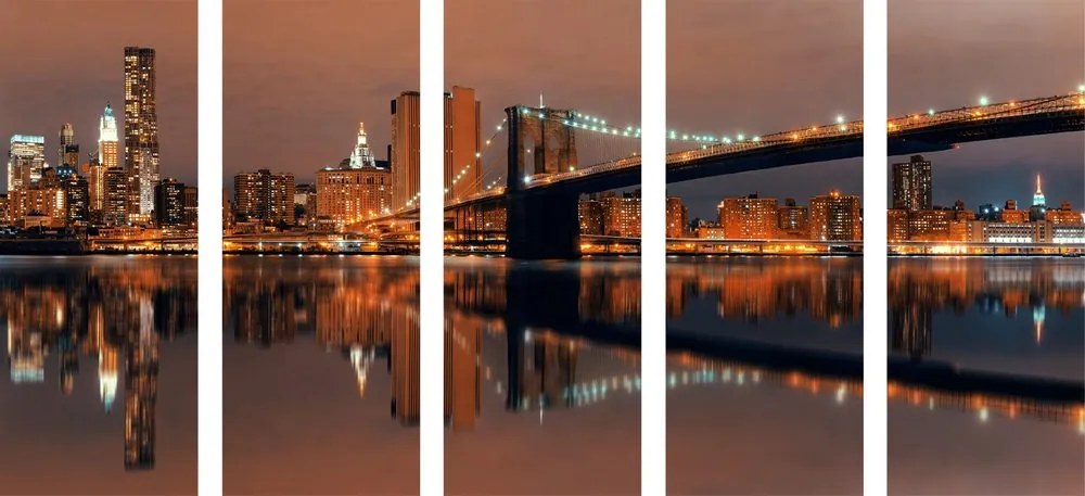 Tablou 5-piese reflexie Manhattanului în apă