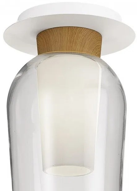 Plafoniera design modern Nora alb/ lemn