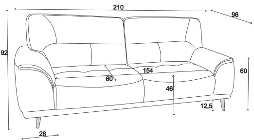 Canapea LIVORNO neagră, 3 locuri