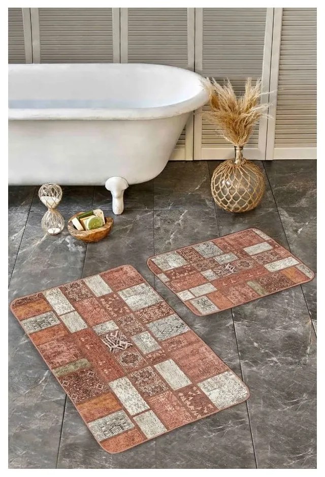 Covorașe de baie maro 2 buc. din catifea 60x100 cm – Mila Home