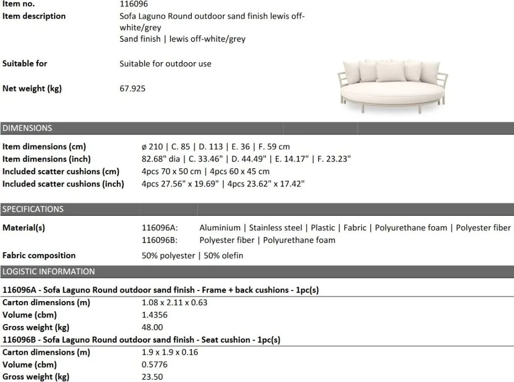 Canapea pentru exterior design LUX Laguno Round