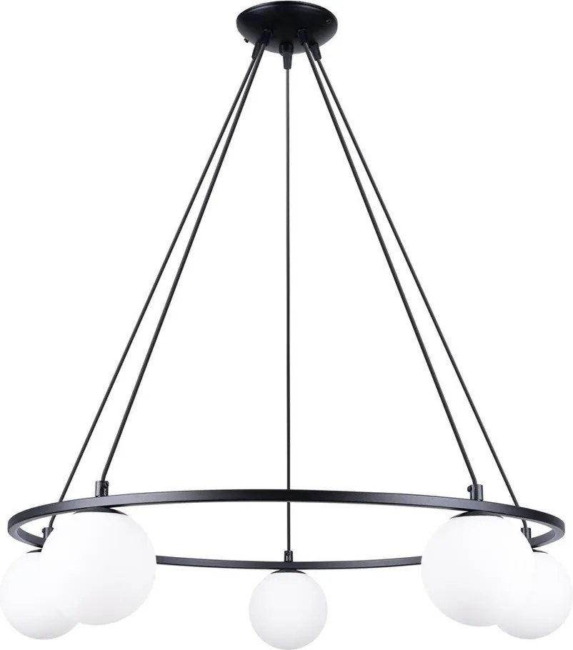 Lustră albă/neagră cu abajur din sticlă Umerta – Sollux