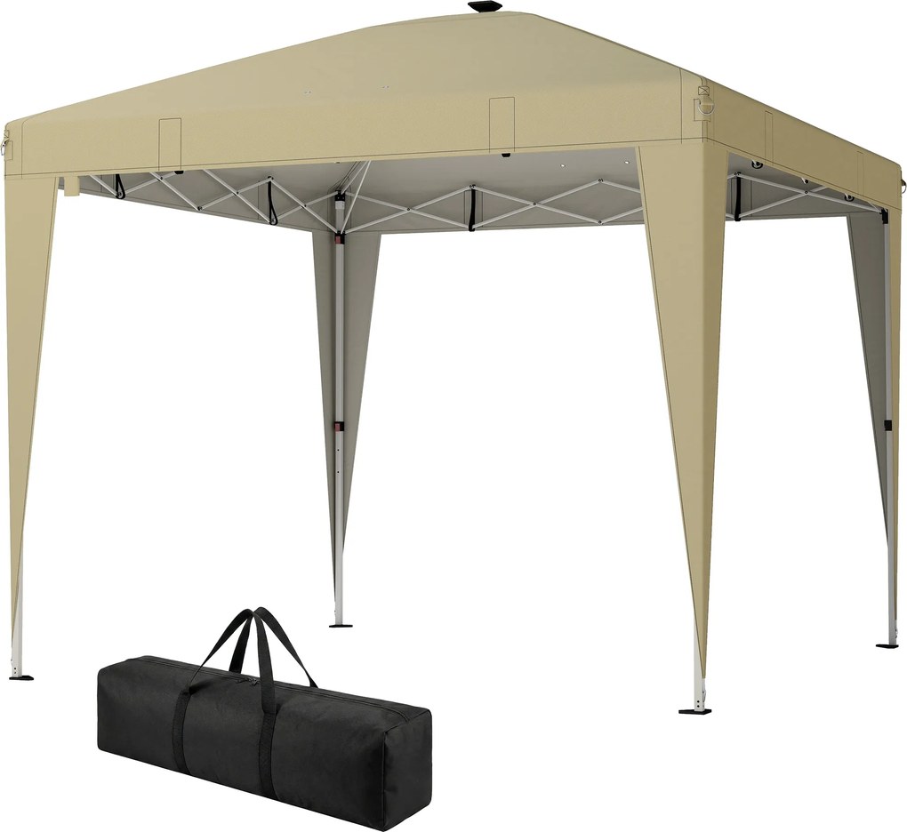 Outsunny Tonelă de grădină 3 x 3 m cu iluminare pop-up cort pliant reglabil pe înălțime telecomandă geantă de transport crem | Aosom Romania