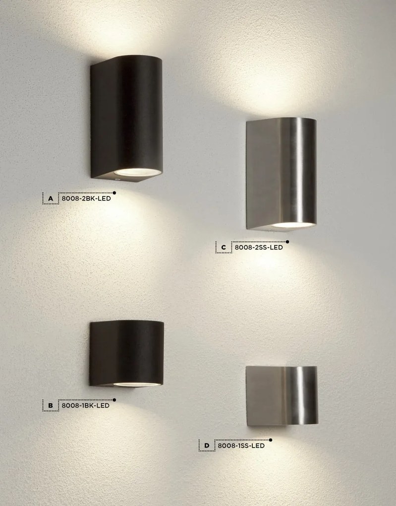 Aplica perete exterior IP44 Up and Down 8008-2SS-LED SRT
