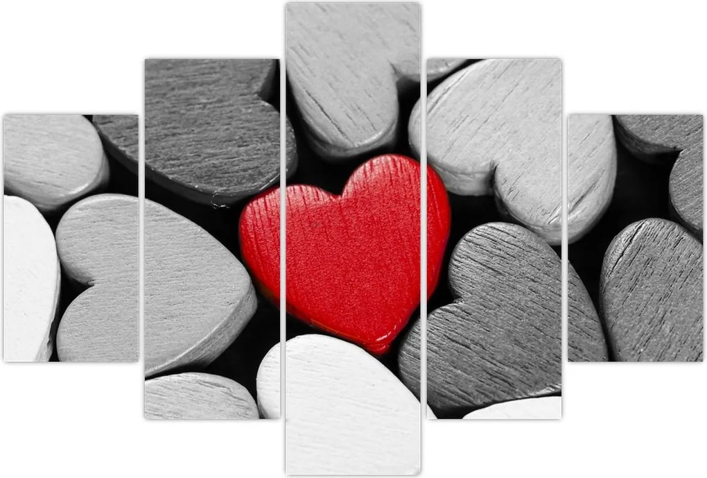 Tablou cu inimioare din lemn (150x105 cm)