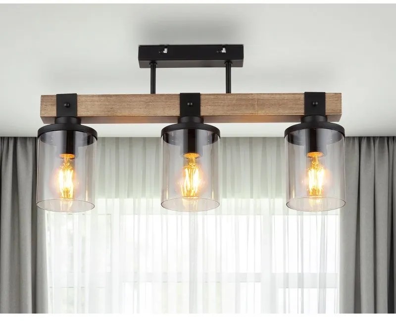 Plafoniera 3L design industrial Lila negru, maro