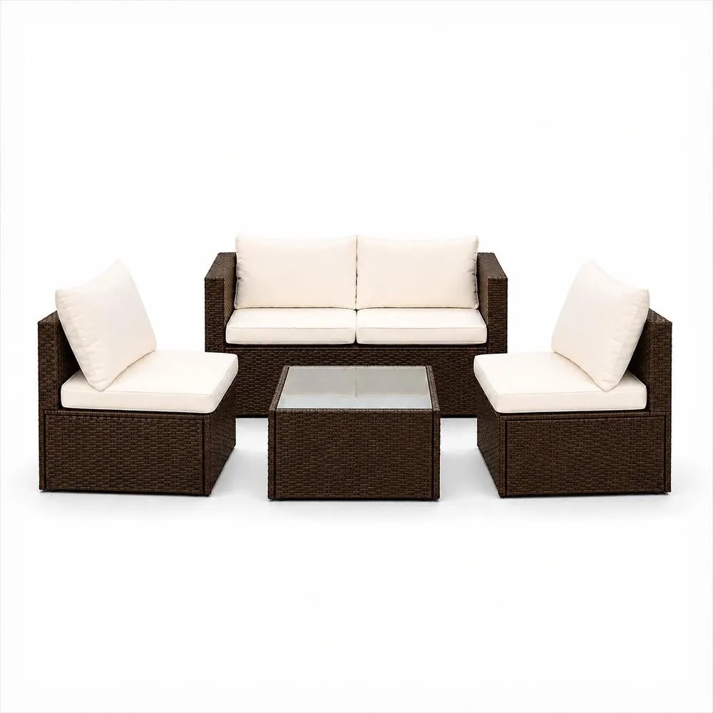 Set mobilier de grădină din ratan Avenberg PRAIA maro/bej