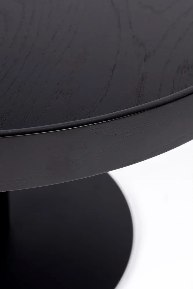 Măsuță de cafea neagră rotundă cu blat cu aspect de lemn de stejar ø 56 cm Yuri M – White Label