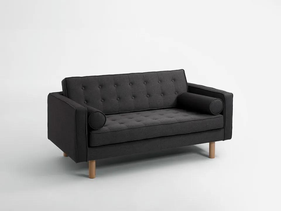 Canapea neagra din material textil 2 locuri Topic Wood Custom Form