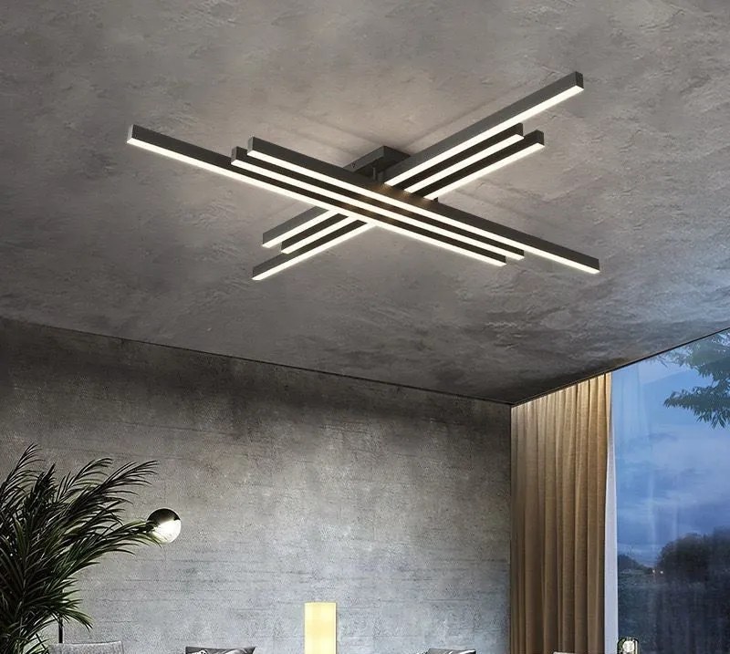 Lustra LED Holly Two, Cu Telecomanda, 3 Tipuri De Lumina, Intensitate Reglabila, 146W, Black