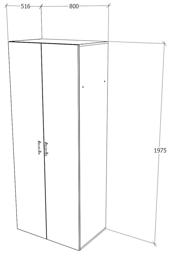 Dulap haaus Nero, 2 Usi, Stejar Sonoma, 80 x 52 x 200 cm