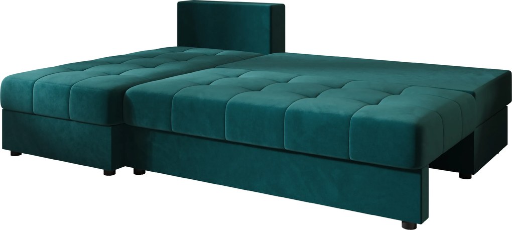 Coltar extensibil de colt VENORIA SLIM, petrol, reversibil, 200x143 cm + 2 perne GRATUIT