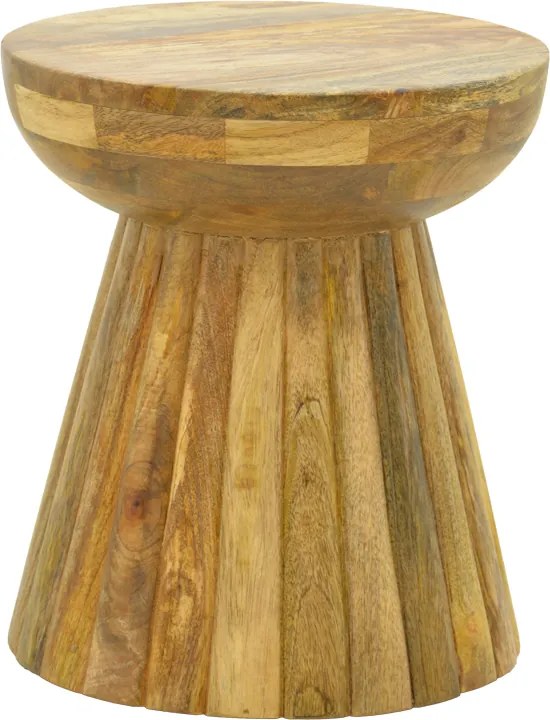 Masuta Laterala Rotunda Novia Lemn Masiv De Mango Culoare Naturala D30x35 Cm