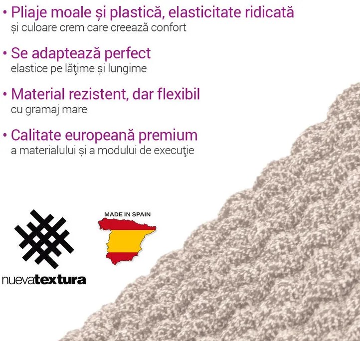 Huse super elastice RUBINIA smântânii colțar (l. 340 - 540 cm)
