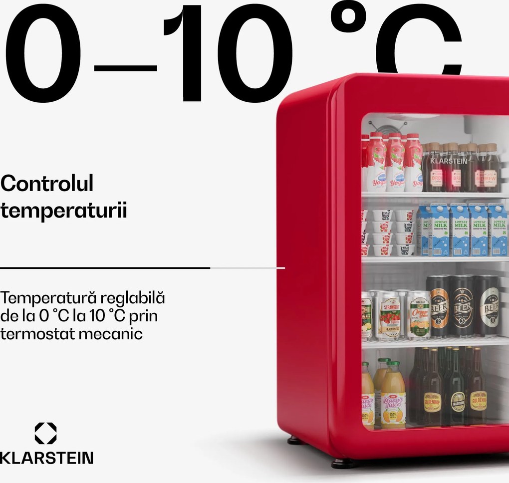 Klarstein Audrey Evo frigider pentru băuturi, Design retro, Uși din sticlă, 113 L, Clasa energetică C