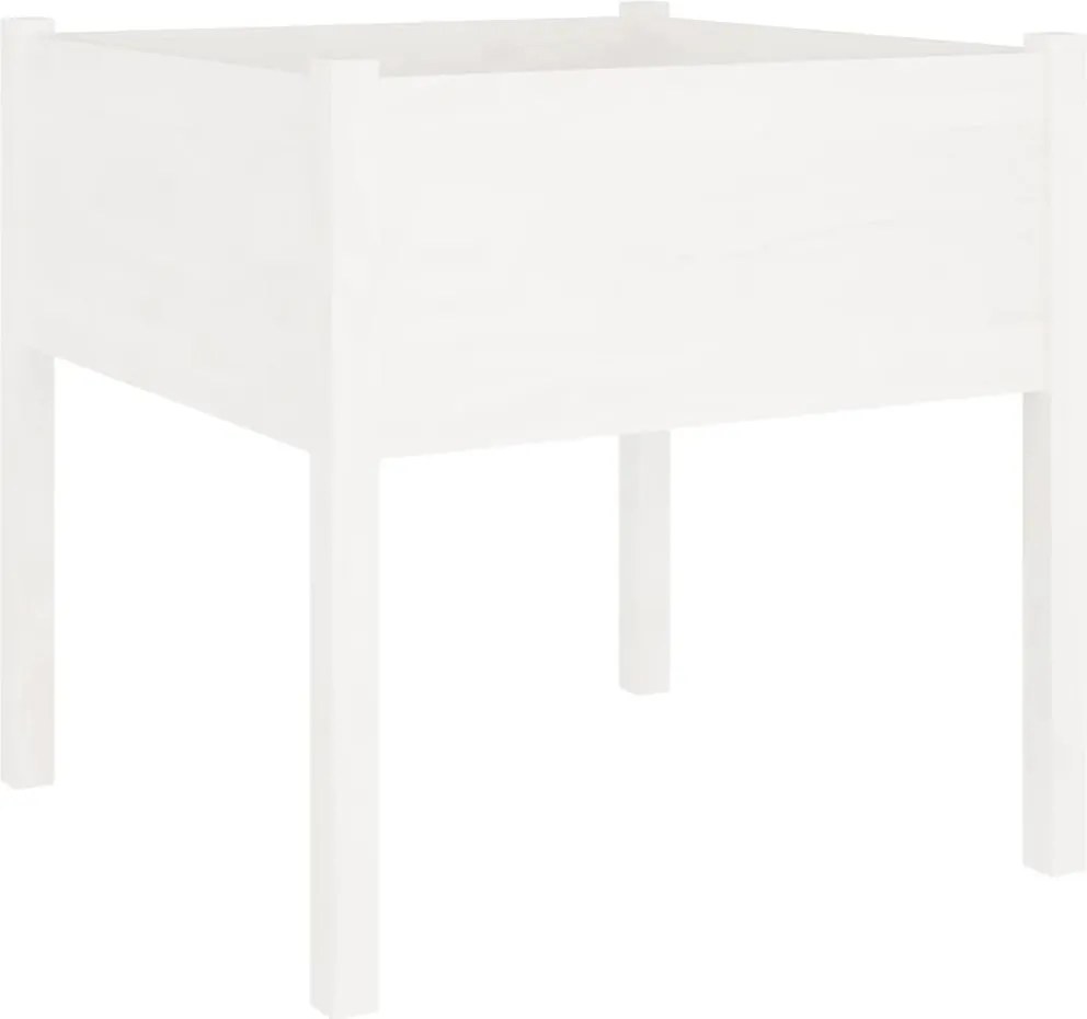 vidaXL Jardinieră de grădină, alb, 70x70x70 cm, lemn masiv de pin