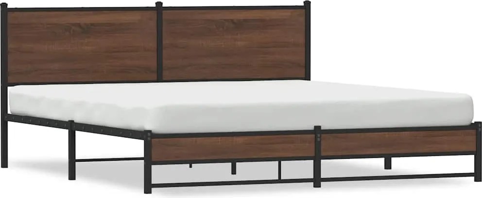 vidaXL Cadru pat metalic fără saltea, stejar maro, 180x200 cm