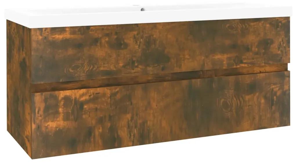 Dulap chiuveta bazin incorporat stejar fumuriu lemn prelucrat Stejar afumat, 100 x 38, fara oglinda