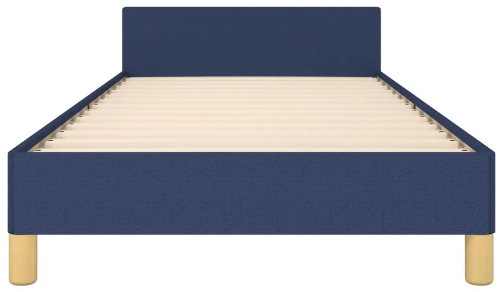 Cadru de pat cu tablie, albastru, 90x200 cm, textil Albastru, 90 x 200 cm, Design cu nasturi