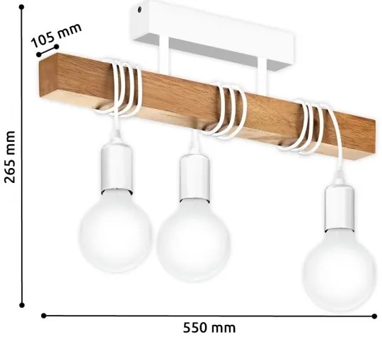 Eglo 33166 - Lustră aplicată TOWNSHEND 3xE27/60W/230V
