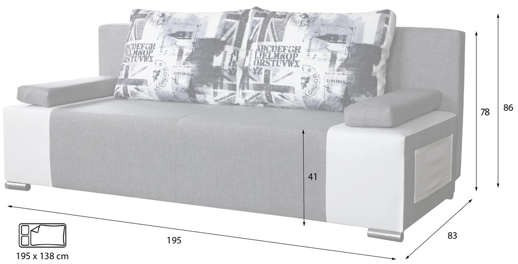 Canapea trei locuri Raggo (Violet+ Alb). 1030858