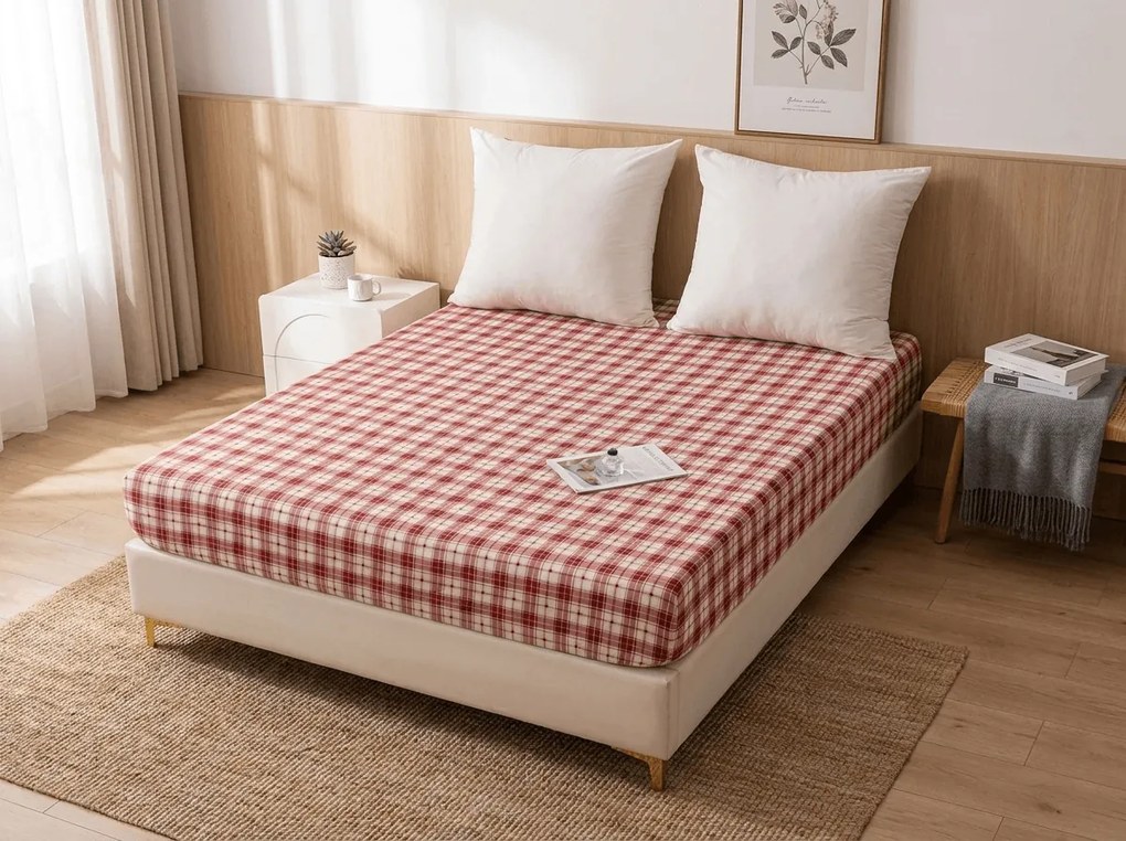 Cearsaf din microfibra TARTAN HEART colorat 180x200 cm
