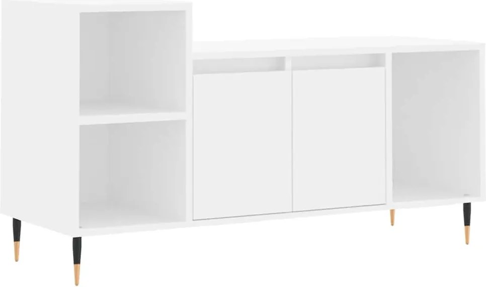 vidaXL Comodă TV, alb, 100x35x55 cm, lemn prelucrat