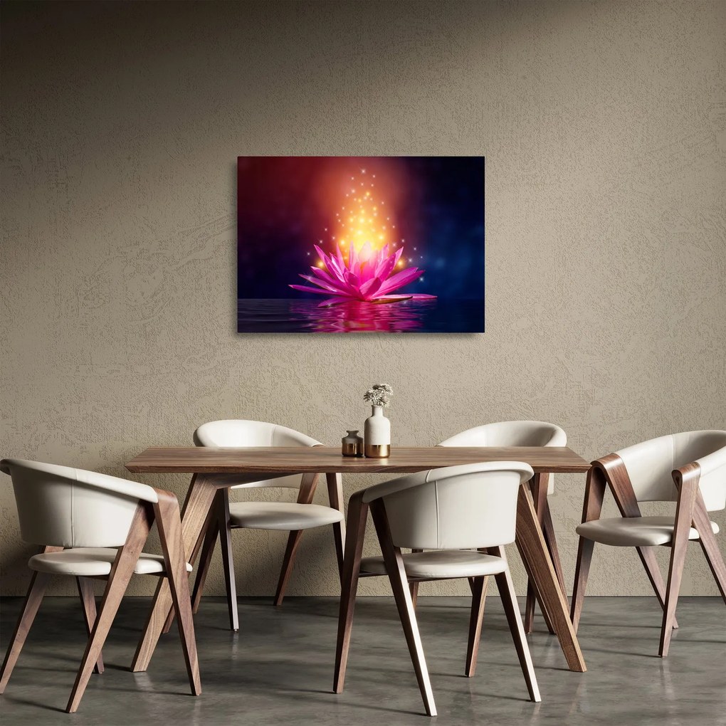 Tablou pe sticlă cu lotus pe apă (70x50 cm)