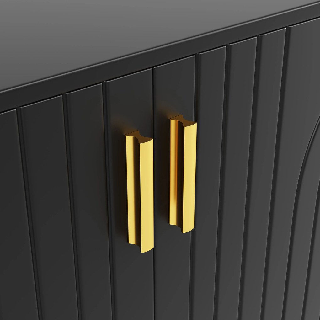 Comodă elegantă cu design unic cu valuri, Negru | Aosom Romania